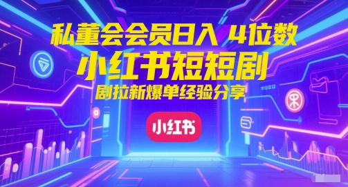 私董会会员日入4位数小红书红果短剧拉新爆单经验分享-东升网创