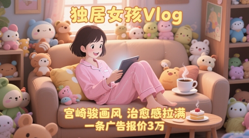 单个账号涨粉71W！用AI制作独居女孩Vlog，宫崎骏画风，治愈感拉满，一条广告报价3W-东升网创