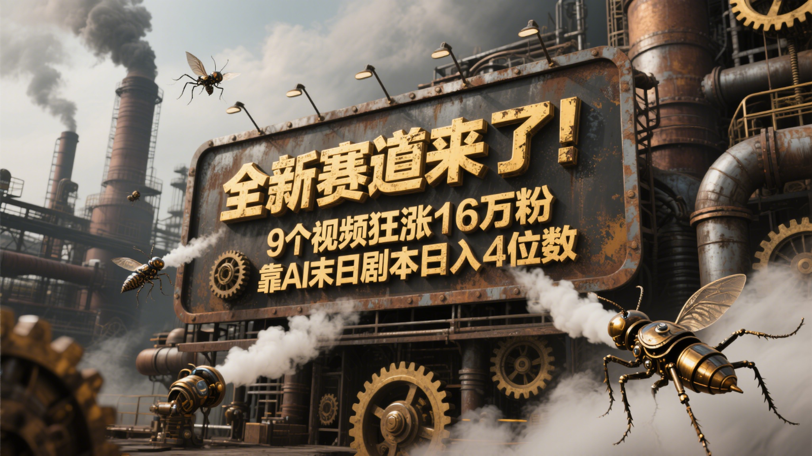 全新赛道来了！9个视频狂涨16万粉，靠AI末日剧本日入4位数，评论区爆肝追更！-东升网创