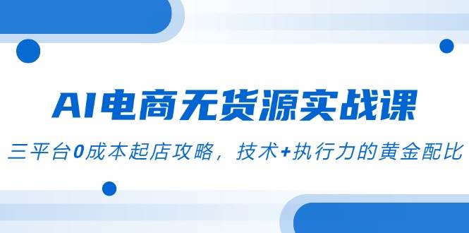 （14982期）AI电商无货源实战课，三平台0成本起店攻略，技术+执行力的黄金配比-东升网创