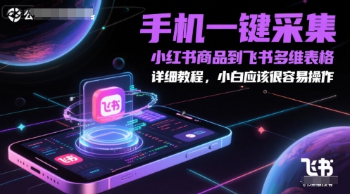 手机一键采集小红书商品到飞书多维表格，详细教程，小白应该很容易操作-东升网创