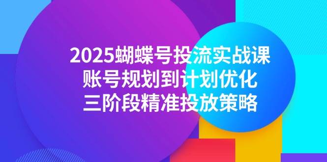 （14987期）2025蝴蝶号投流实战课，账号规划到计划优化，三阶段精准投放策略-东升网创