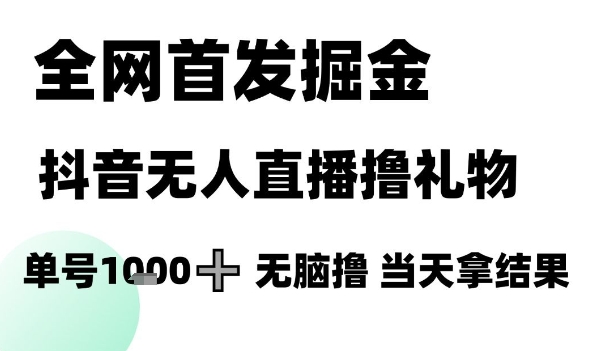 全网首发掘金抖音无人直播撸礼物，单号1k +无脑撸，当天拿结果【揭秘】-东升网创