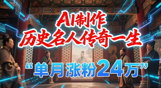 暴力起号！用AI制作历史名人传奇一生，单月涨粉24W，涨粉+变现赛道黑马来了-东升网创