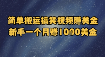简单搬运搞笑视频挣美金，新手一个月入1k美金-东升网创
