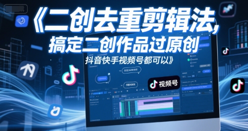 短视频二创去重剪辑法，搞定二创作品过原创，抖音快手视频号都可以-东升网创