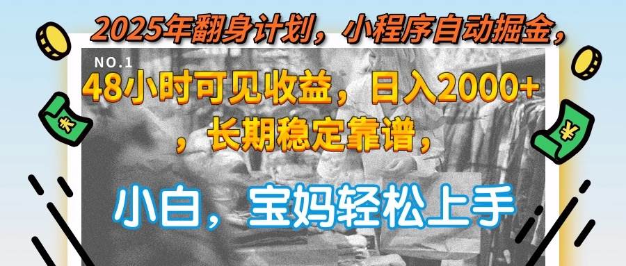 （15082期）2025年翻身计划，小程序自动掘金48小时可见收益，日入2000+，长期稳定…-东升网创