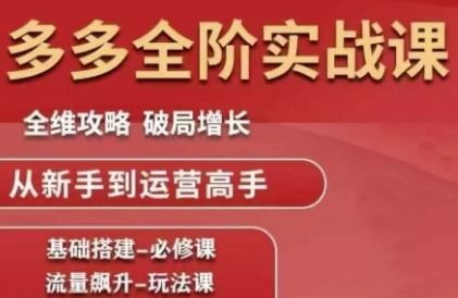 拼多多全阶实战课程，全维攻略，破局增长，从新手到运营高手-东升网创