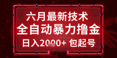 六月最新技术全自动暴力撸金，稳定日入2k+包起号，长期稳定【揭秘】-东升网创