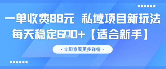 一单收费88元 私域项目新玩法 每天稳定6张+【适合新手】-东升网创