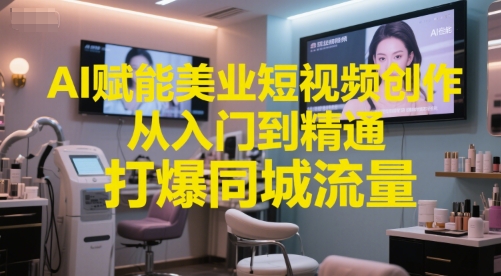 AI赋能美业短视频创作，从入门到精通，打爆同城流量，超级AI工具短视频实操落地-东升网创