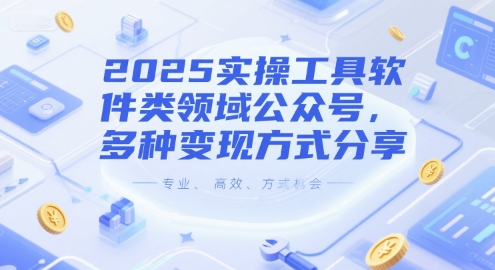 2025实操工具软件类领域公众号，多种变现方式分享-东升网创