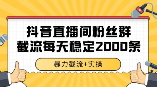 抖音直播间粉丝群暴力截流，一台电脑每天稳定2000条数据【揭秘】-东升网创