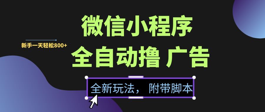 （15134期）微信小程序挂机撸广告，全新玩法，新手一天轻松800+【附带脚本】-东升网创