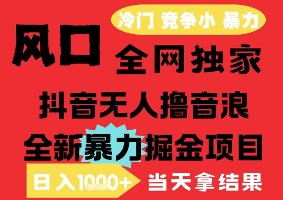 25年6月高爆抖音无人直播最新撸音浪掘金项目，解放双手小白可做，无脑日入1k+，门槛低【揭秘】-东升网创