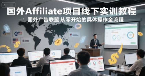 国外Affiliate项目线下实训教程，国外广告联盟从零开始的具体操作全流程-东升网创