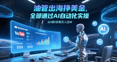 油管出海挣美金，全部通过AI自动化实操，从0到1实现月入过W-东升网创