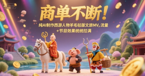 商单不断！纯AI制作西游人物羊毛毡版文旅MV，流量+节目效果统统拉满-东升网创