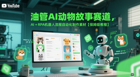 油管AI动物故事赛道，AI+RPA机器人流程自动化制作素材【保姆级教程】-东升网创