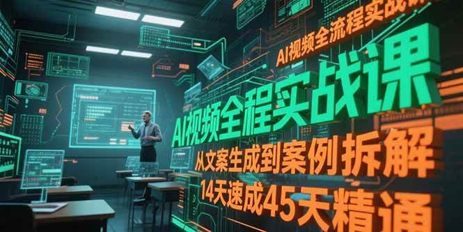 （15172期）AI视频全流程实战课，从文案生成到案例拆解，14天速成45天精通-东升网创
