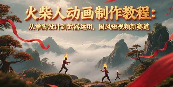 （15171期）火柴人动画制作教程：从拳脚设计到武器运用，国风短视频新赛道-东升网创