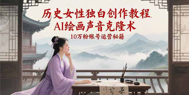 （15186期）历史女性独白创作教程，AI绘画声音克隆术，10万粉账号运营秘籍-东升网创