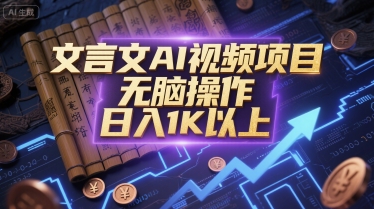 文言文AI视频项目，无脑操作，日入1K以上-东升网创