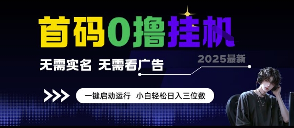 首码0撸挂G项目，无需实名无需看广告 一键启动运行，小白轻松日入三位数【揭秘】-东升网创