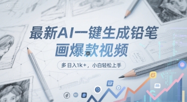 最新AI一键生成铅笔画爆款视频，多平台分发，日 入1k+，小白轻松上手【揭秘】-东升网创